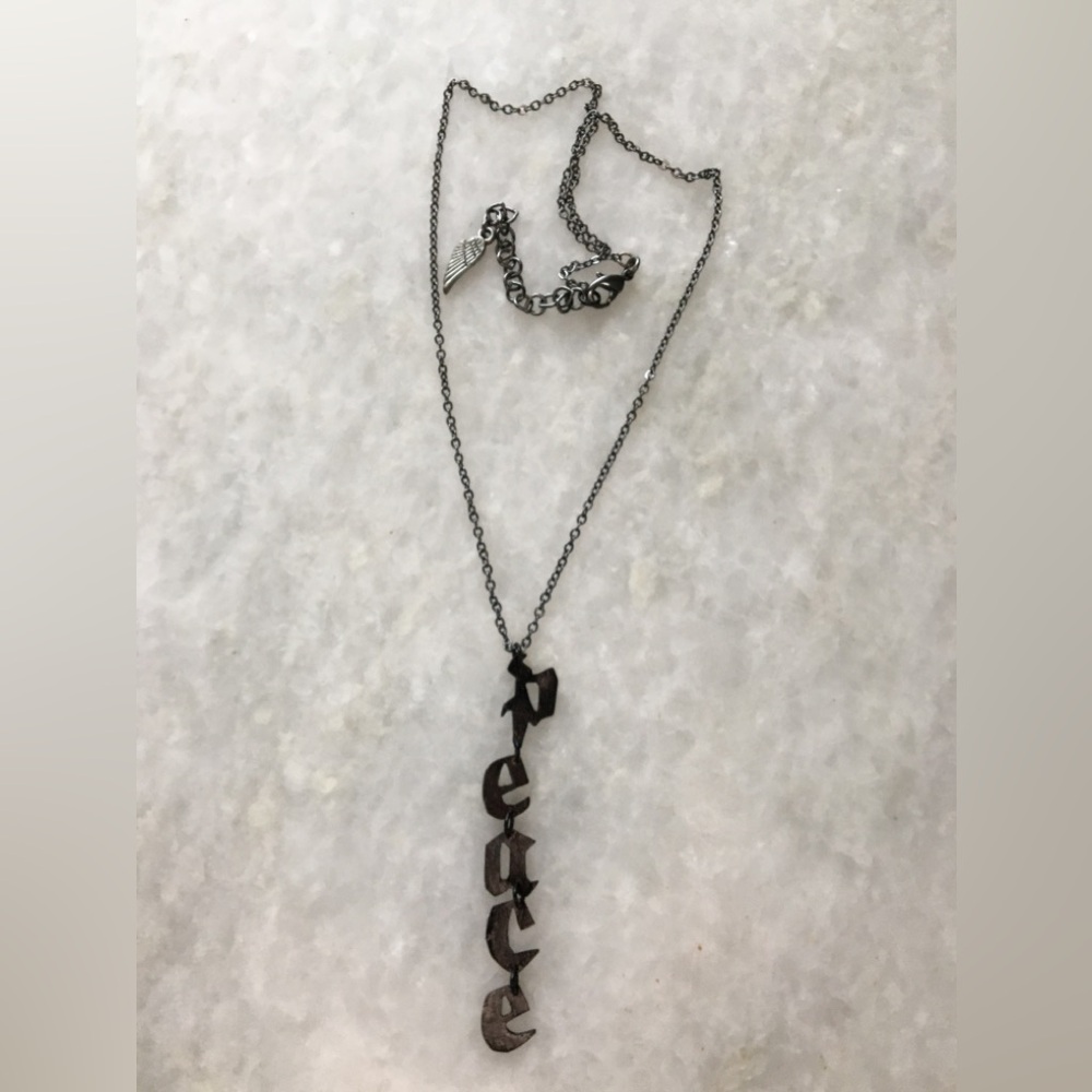 Peace Necklace Handcrafted Brass 16-18 inches long - Picture 8 of 16